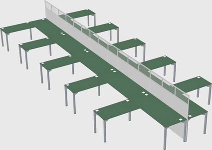 Shared l-shape cubicle