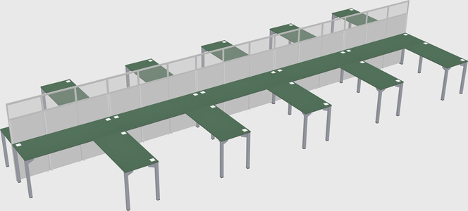 Shared l-shape cubicle