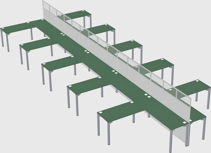 Shared l-shape cubicle