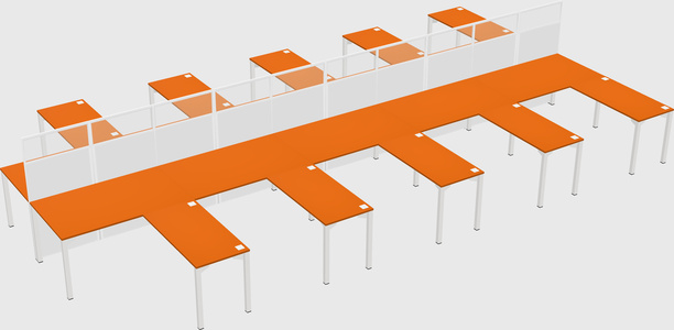 Shared l-shape cubicle