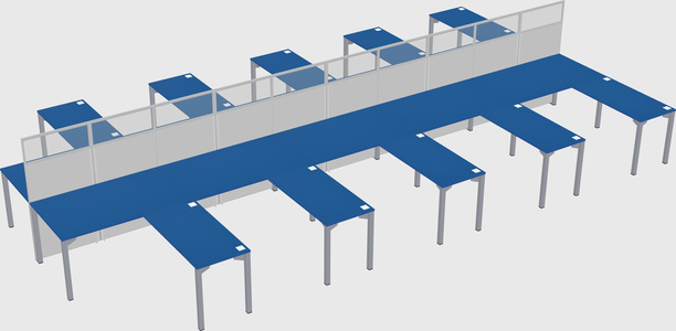 Shared l-shape cubicle