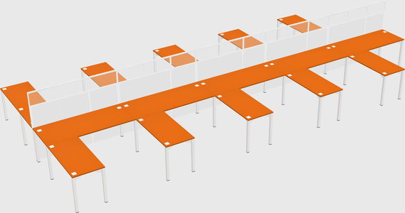 Shared l-shape cubicle