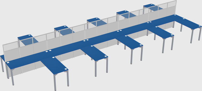 Shared l-shape cubicle
