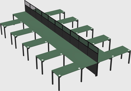 Shared l-shape cubicle