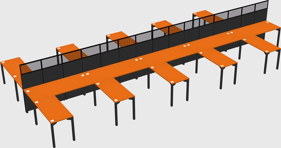 Shared l-shape cubicle