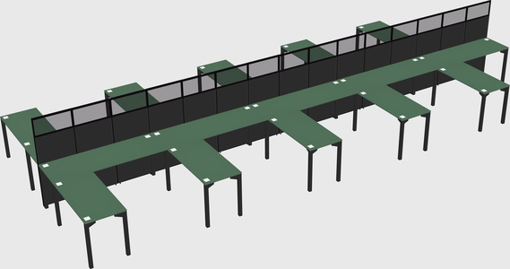 Shared l-shape cubicle