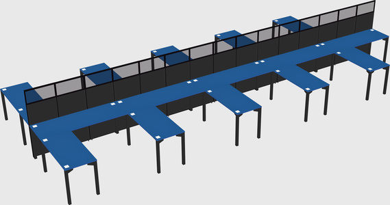 Shared l-shape cubicle