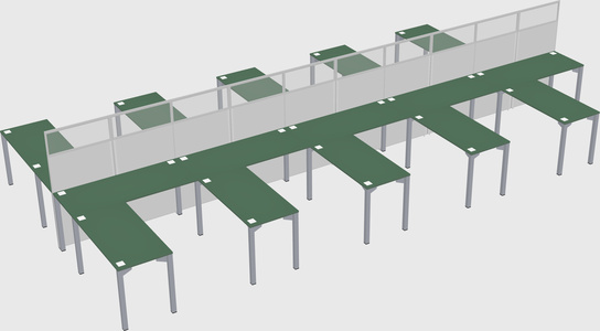 Shared l-shape cubicle