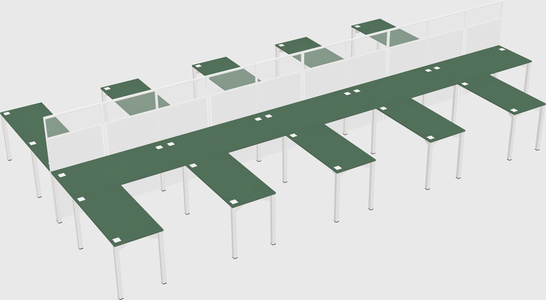 Shared l-shape cubicle