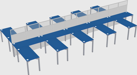 Shared l-shape cubicle