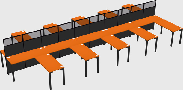 Shared l-shape cubicle