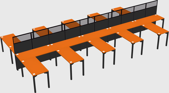 Shared l-shape cubicle