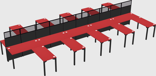 Shared l-shape cubicle