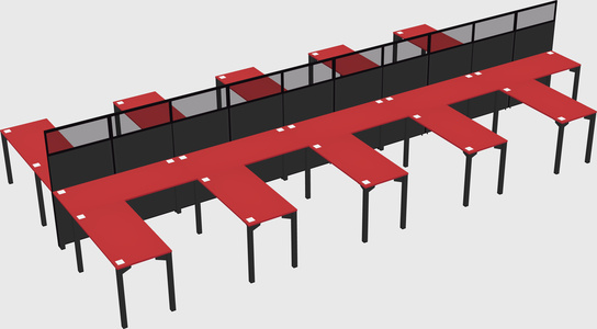 Shared l-shape cubicle