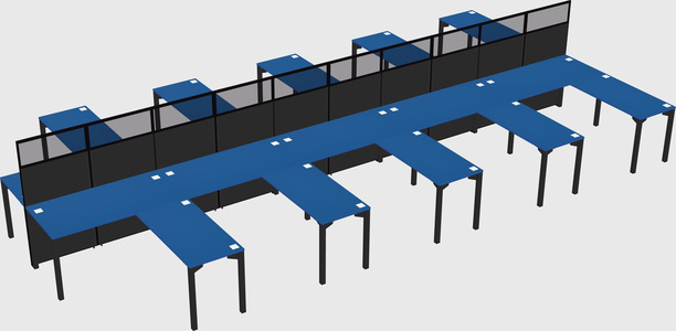 Shared l-shape cubicle