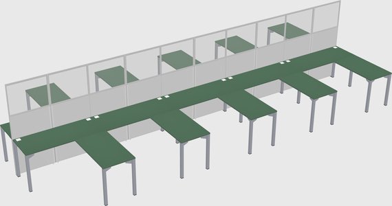 Shared l-shape cubicle