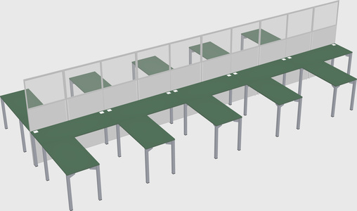 Shared l-shape cubicle