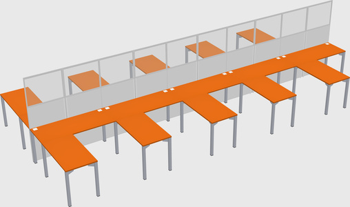 Shared l-shape cubicle