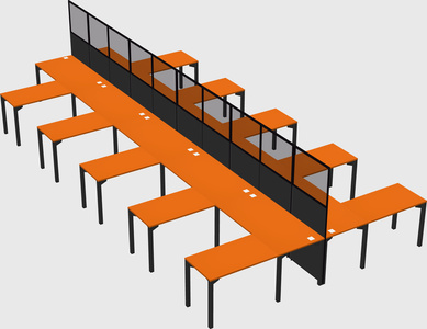 Shared l-shape cubicle