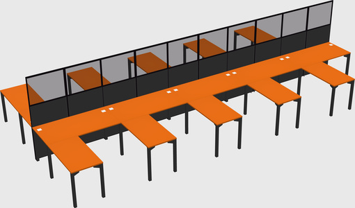 Shared l-shape cubicle