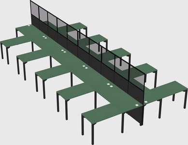 Shared l-shape cubicle