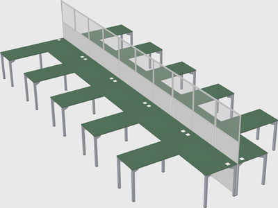 Shared l-shape cubicle