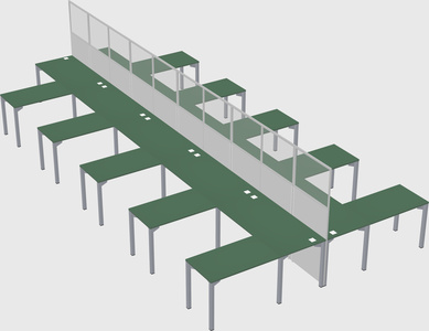 Shared l-shape cubicle