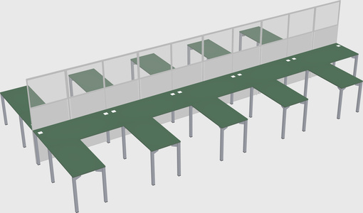 Shared l-shape cubicle
