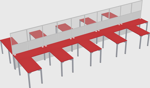 Shared l-shape cubicle