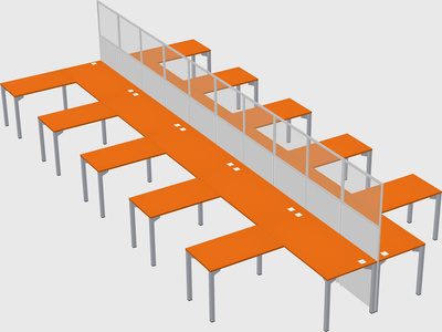 Shared l-shape cubicle