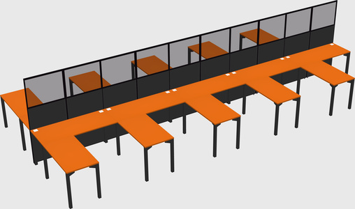 Shared l-shape cubicle
