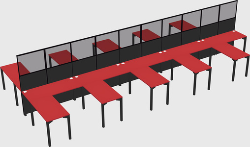 Shared l-shape cubicle