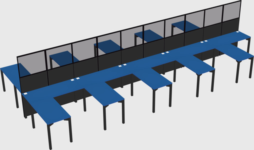 Shared l-shape cubicle