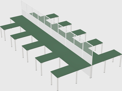 Shared l-shape cubicle