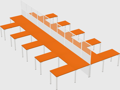 Shared l-shape cubicle
