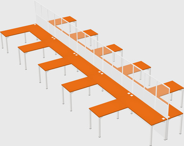 Shared l-shape cubicle