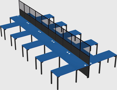 Shared l-shape cubicle