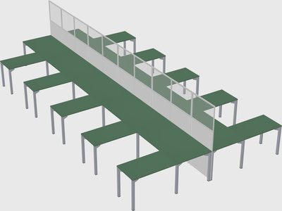 Shared l-shape cubicle