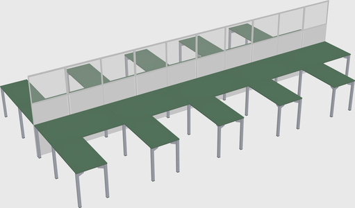 Shared l-shape cubicle