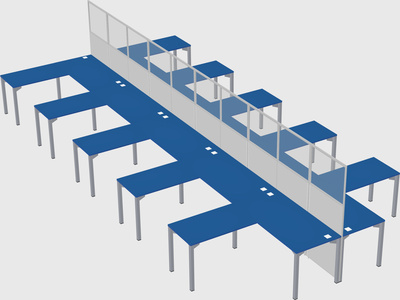 Shared l-shape cubicle