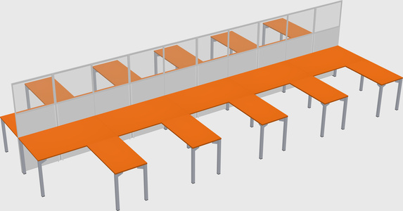 Shared l-shape cubicle