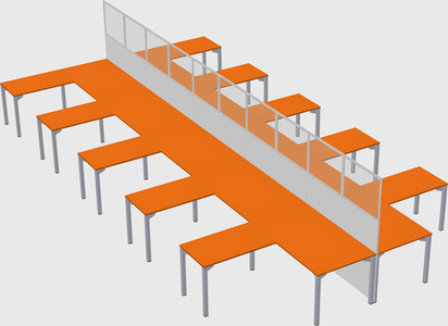 Shared l-shape cubicle