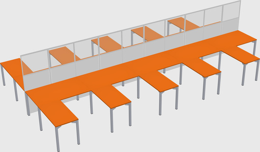 Shared l-shape cubicle