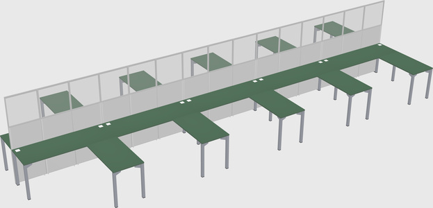 Shared l-shape cubicle