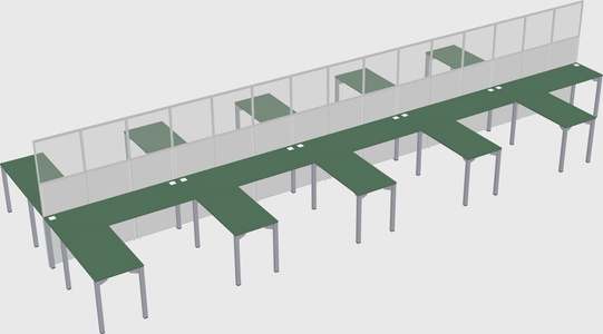 Shared l-shape cubicle