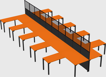 Shared l-shape cubicle