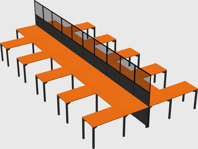 Shared l-shape cubicle