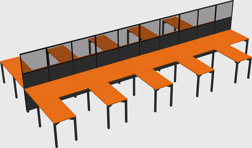 Shared l-shape cubicle