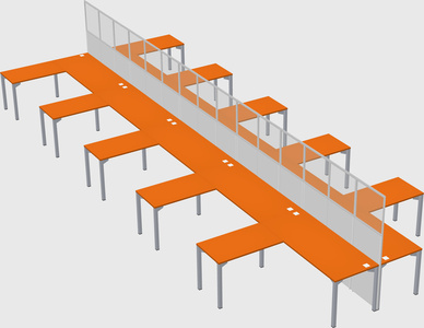 Shared l-shape cubicle