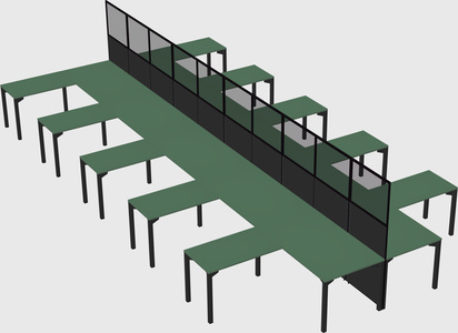 Shared l-shape cubicle